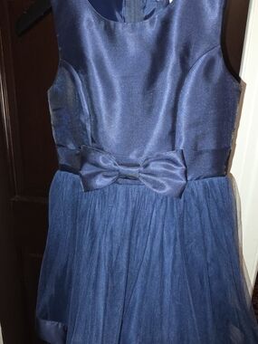 Speechless Navy Satin & Tulle Bow Waist Party Dress for Girls
